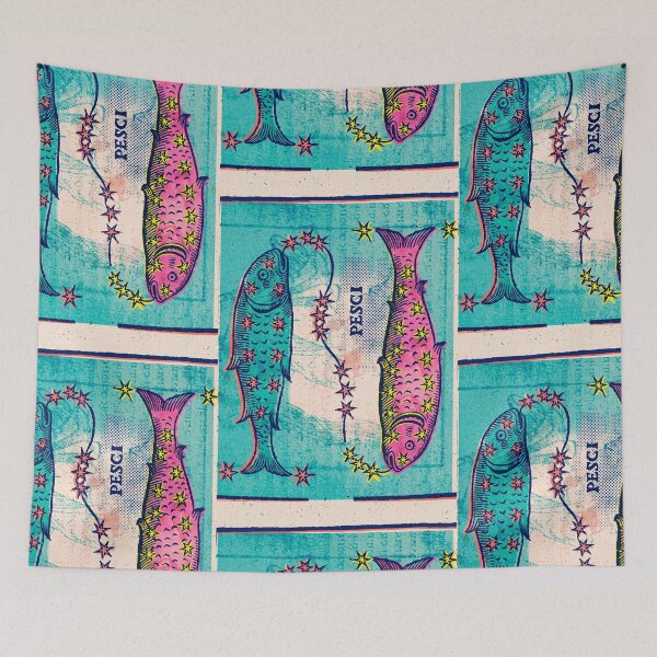 Item preview, Pisces Zodiac Fish Vintage Constellation Risograph Print designed and sold by Fani*.