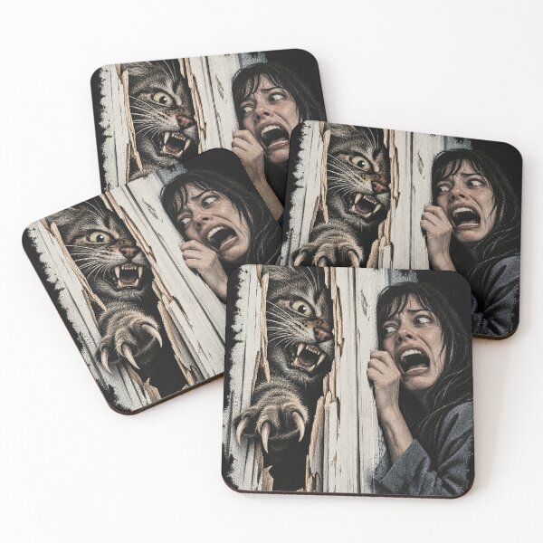 Item preview, Vintage Horror Cat Attack Through Broken Door Retro Halloween designed and sold by The Mellonaire.