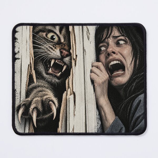 Item preview, Vintage Horror Cat Attack Through Broken Door Retro Halloween designed and sold by The Mellonaire.