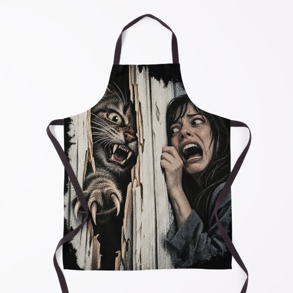Item preview, Vintage Horror Cat Attack Through Broken Door Retro Halloween designed and sold by The Mellonaire.