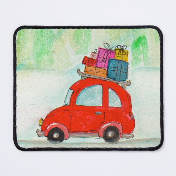 Item preview, Watercolor Red Christmas Car with Gifts – Vintage Holiday Delivery designed and sold by dipoco.