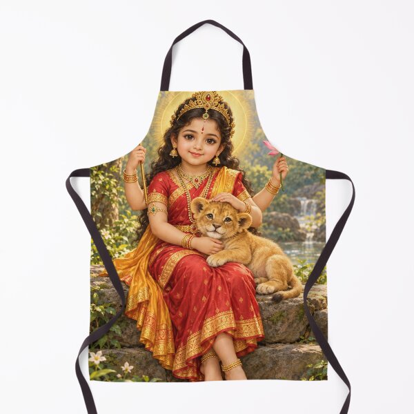 Item preview, Bala Durga Cuddling a Lion Cub — Cute Goddess Art designed and sold by Homyar.