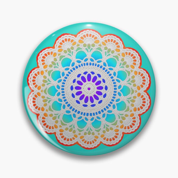 Item preview, White Lace Doily Retro Vibes on Colorful Mandala 2 Shapes Mania designed and sold by Shapes-Mania.