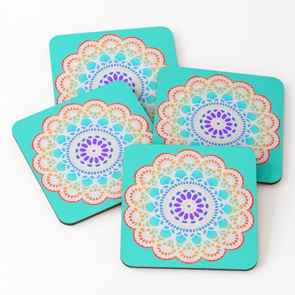 Item preview, White Lace Doily Retro Vibes on Colorful Mandala 2 Shapes Mania designed and sold by Shapes-Mania.