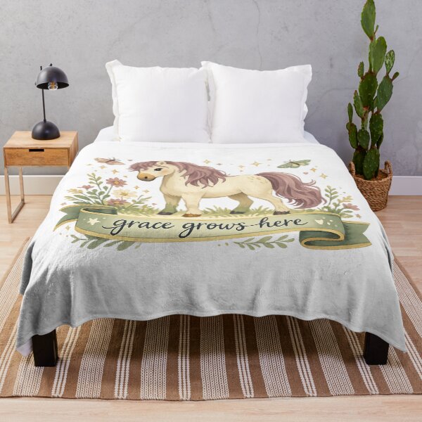 Item preview, Grace Grows Here Cute Pony Floral Cottagecore Horse Lover Design designed and sold by inkoutninja.