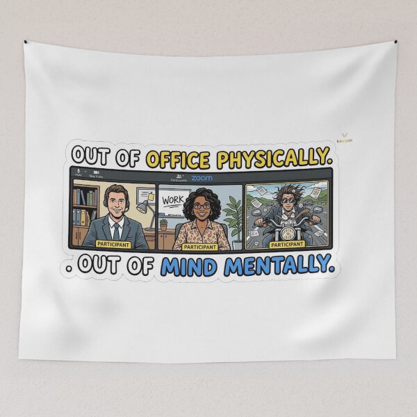 Item preview, Out of Office Zoom Meeting Meme - Funny Remote Work Sticker designed and sold by keygon.