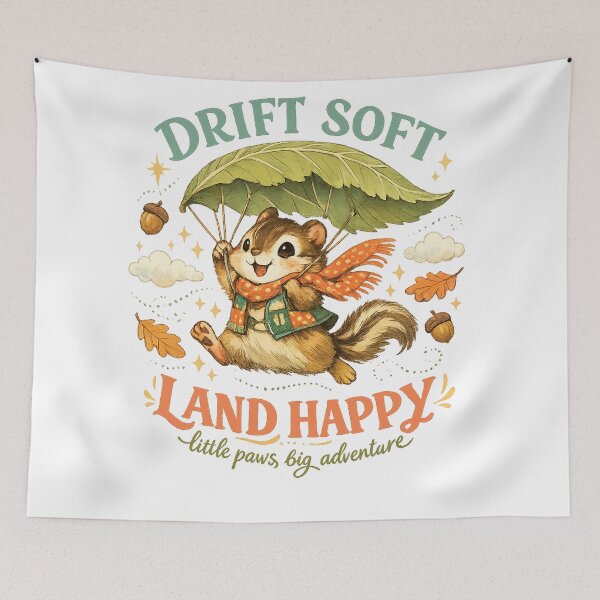 Item preview, Drift Soft Land Happy Cute Chipmunk Autumn Adventure Whimsical Nature Design designed and sold by inkoutninja.