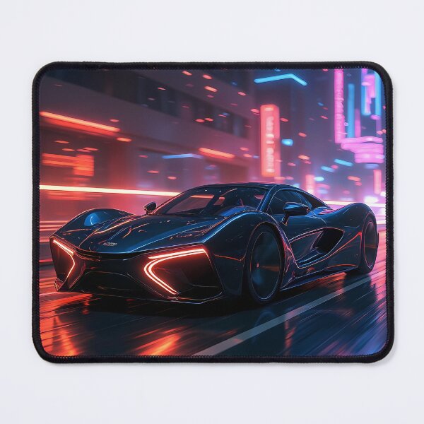 Item preview, Cyberpunk Blue Sedan Retro Futuristic Car Poster, Electric Blue Body with Bold Red Accents, Neon City Lights and Rainy Streets, Cinematic Japanese Street Racing Aesthetic, Modern Automotive Wall Art designed and sold by PaintedPixels01.