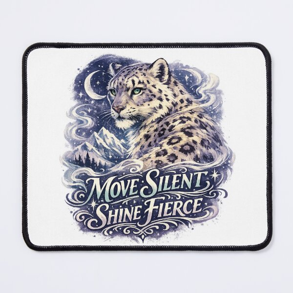 Item preview, Move Silent Shine Fierce Snow Leopard Mountain Moon Wildlife Design designed and sold by inkoutninja.