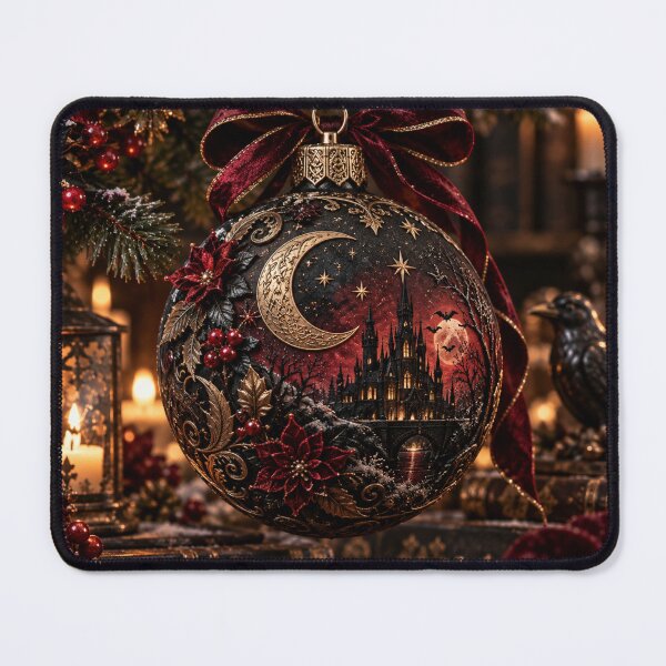 Item preview, Midnight Castle – Gothic Christmas Ornament Art designed and sold by DreamyPixStudio.