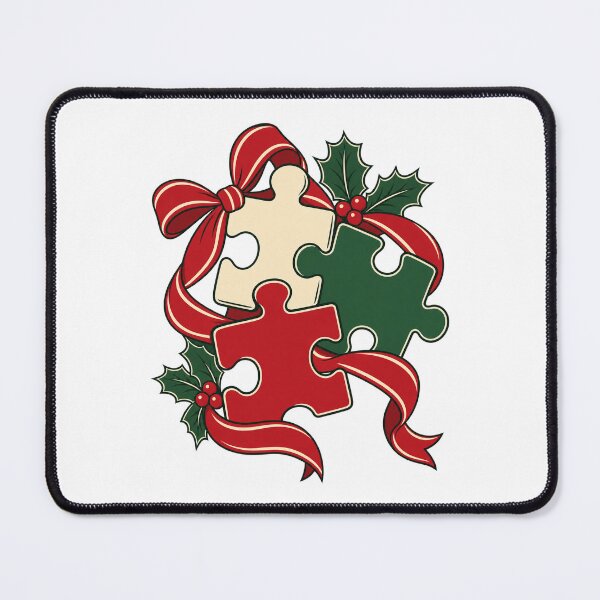 Item preview, Christmas Jigsaw Puzzle Pieces with Red Ribbon designed and sold by skyartdesign.
