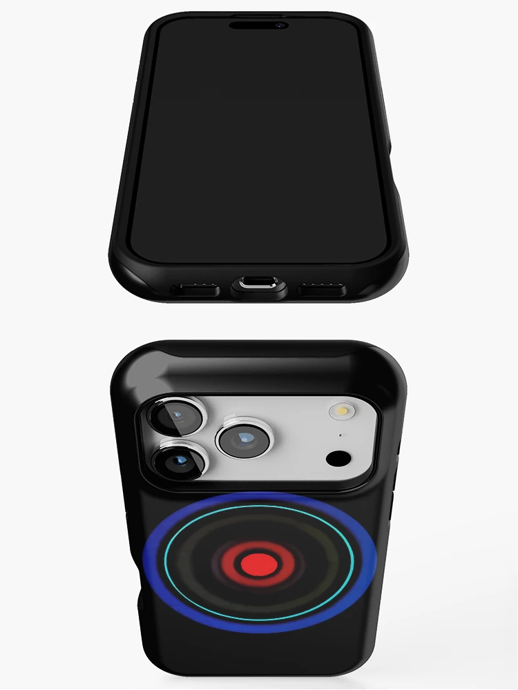 Thumbnail 3 of 4, iPhone Case, Circular Rings Pattern In Blue Red designed and sold by YungShadow.