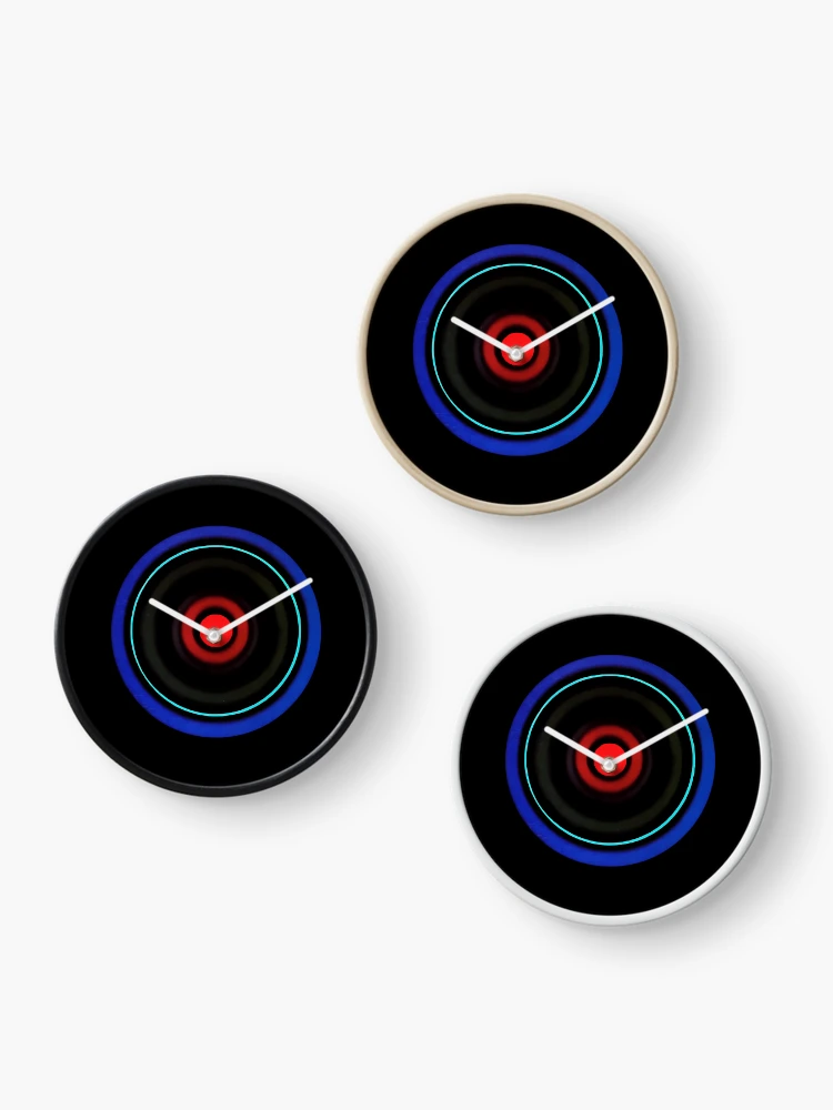 Thumbnail 3 of 4, Clock, Circular Rings Pattern In Blue Red designed and sold by YungShadow.