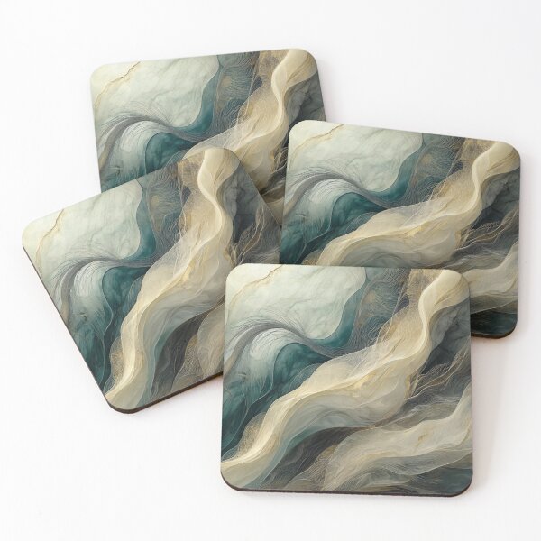 Item preview, Golden Current - Elegant Teal Fluid Abstract Artwork designed and sold by nhk999.
