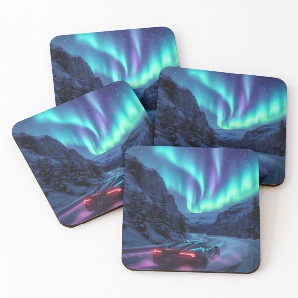Item preview, Apex Drift Intense Aurora Racing Car Poster, High Speed Sports Coupe Beneath Vibrant Northern Lights, Neon Reflections and Dramatic Arctic Night Scenery designed and sold by PaintedPixels01.
