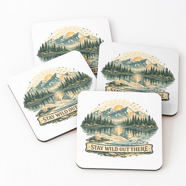 Item preview, Stay Wild Out There Vintage Mountain Lake Forest Adventure Design designed and sold by inkoutninja.