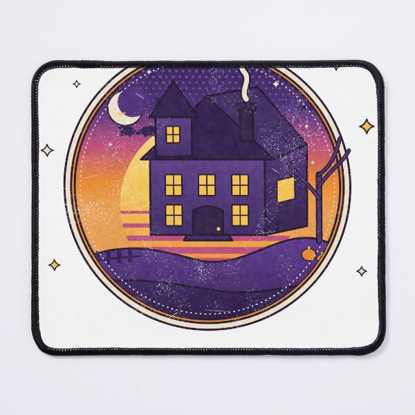 Item preview, Retro Sunset Haunted House Vintage Halloween Badge designed and sold by MiniSaga Shop.