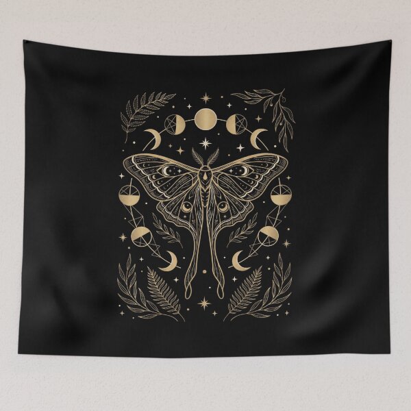 Item preview, Celestial Moth Moon Phases Gold Art Print | Dark Mystical Luna Moth Lunar Cycle | Boho Witchy Wall Decor | Dark Cottagecore Home Art designed and sold by Luminari Creations.