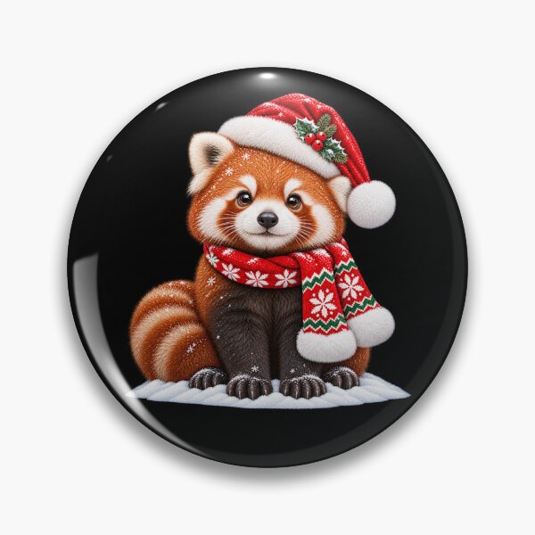 Item preview, Red Panda Christmas with Santa Hat and Cozy Red Scarf designed and sold by hartwell-made.