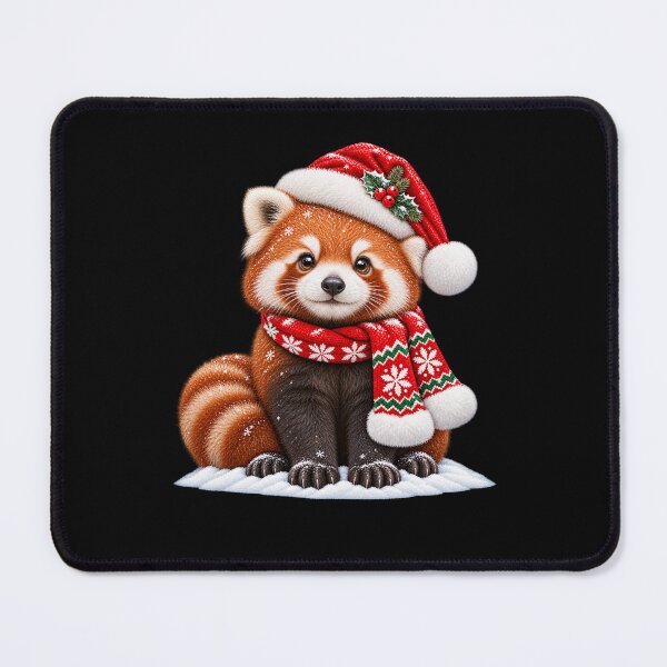 Item preview, Red Panda Christmas with Santa Hat and Cozy Red Scarf designed and sold by hartwell-made.