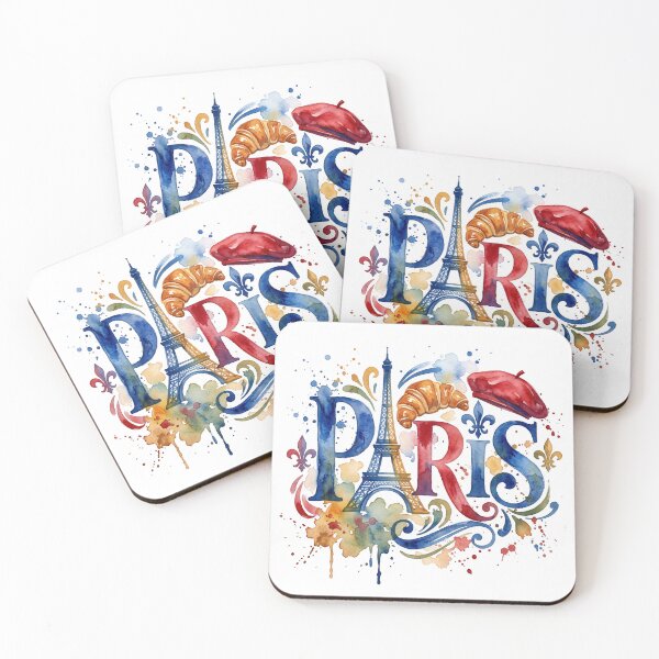 Item preview, Paris Typography Illustration with Eiffel Tower and Croissant designed and sold by jopiew.