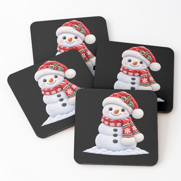 Item preview, Christmas Snowman in Santa Hat and Festive Winter Scarf designed and sold by hartwell-made.