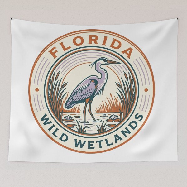 Item preview, Florida Wild Wetlands Blue Heron Vintage Park Badge designed and sold by mood-draftsman.