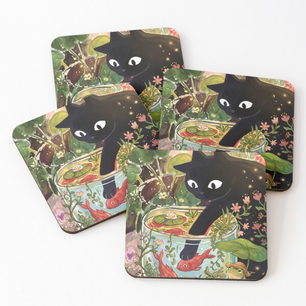 Item preview, Curious Black Cat and Frog Wanderer by the Matisse's Goldfish  designed and sold by LexaArtworks.