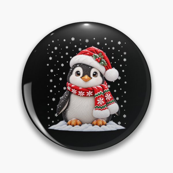 Item preview, Christmas Penguin in Santa Hat with Cozy Knit Scarf designed and sold by vaylen-orbit.