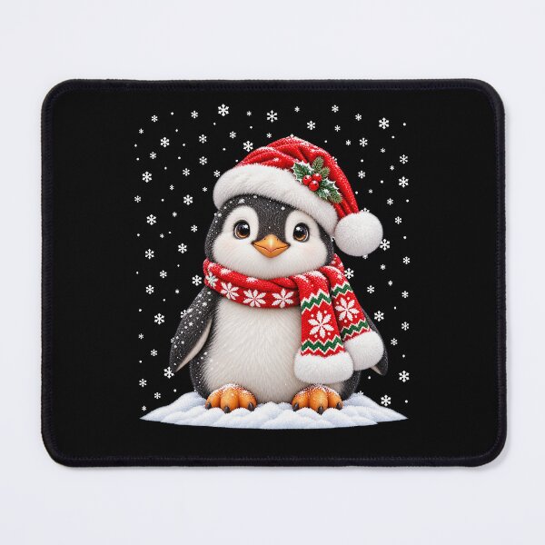 Item preview, Christmas Penguin in Santa Hat with Cozy Knit Scarf designed and sold by vaylen-orbit.