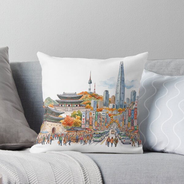 Aperçu de l'œuvre Illustration des monuments et du paysage urbain de Séoul créée et vendue par jopiew.