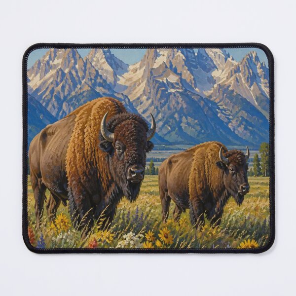 Item preview, American Bison in Meadow designed and sold by Artnovalty.redbubble.com.