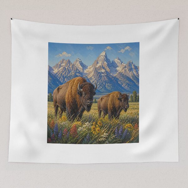 Item preview, American Bison in Meadow designed and sold by Artnovalty.redbubble.com.
