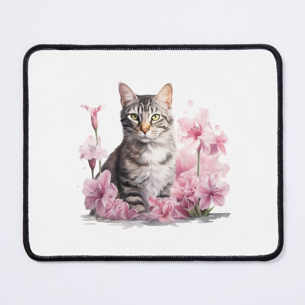 Item preview, Pink Lily Cat | Elegant Floral Aesthetic Art designed and sold by Mandayartstudio.
