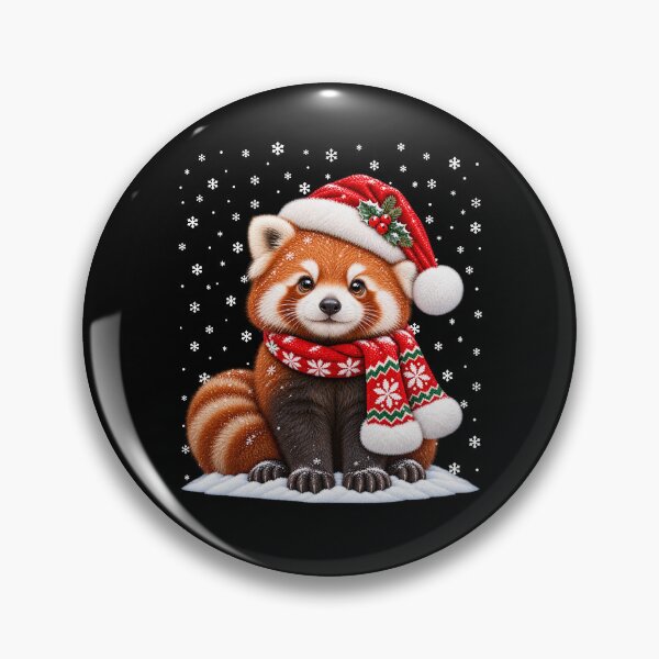 Item preview, Red Panda Christmas with Santa Hat and Festive Knit Scarf designed and sold by vaylen-orbit.