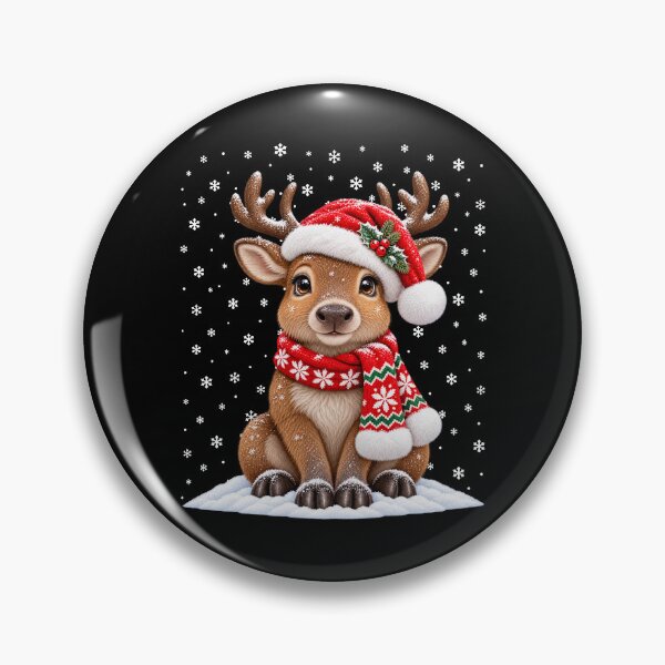 Item preview, Christmas Reindeer in Santa Hat and Cozy Knit Scarf designed and sold by vaylen-orbit.