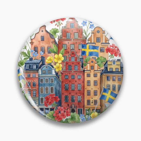 Item preview, Illustration of Historic Swedish Buildings and Wildflowers designed and sold by jopiew.