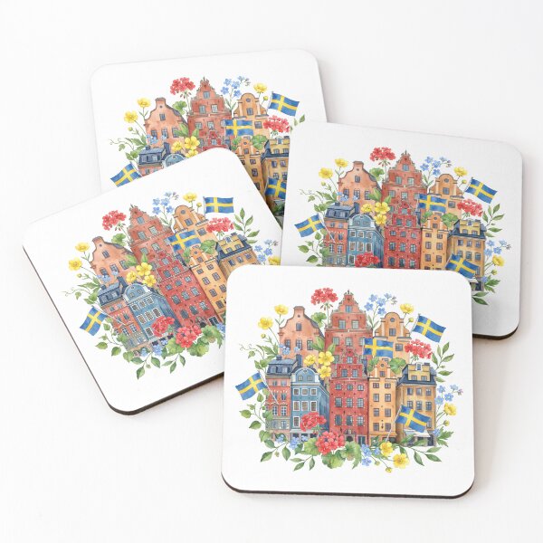 Item preview, Illustration of Historic Swedish Buildings and Wildflowers designed and sold by jopiew.