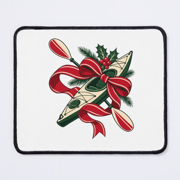 Item preview, Christmas Kayak and Paddle with Red Bow designed and sold by skyartdesign.