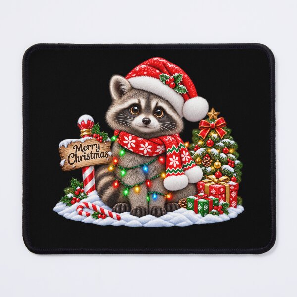 Item preview, Christmas Raccoon in Santa Hat with Holiday Lights designed and sold by Street-Beasts.