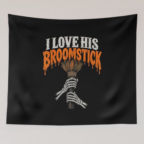 Item preview, I Love His Broomstick Funny Halloween Skeleton Couple designed and sold by Nannythenimfa.