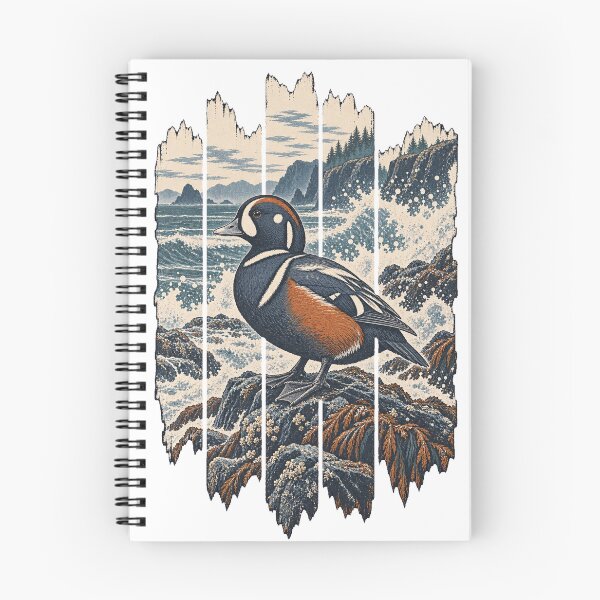 Item preview, Harlequin Duck on the Rocky Surf Wild Bird Nature Illustration designed and sold by VisualArtsOasis.