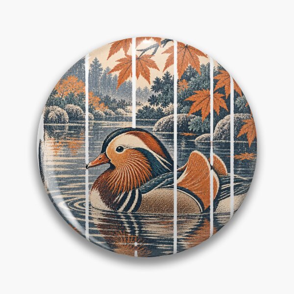 Item preview, Mandarin Duck in the Autumn Pond Wild Bird Animal Portrait designed and sold by VisualArtsOasis.