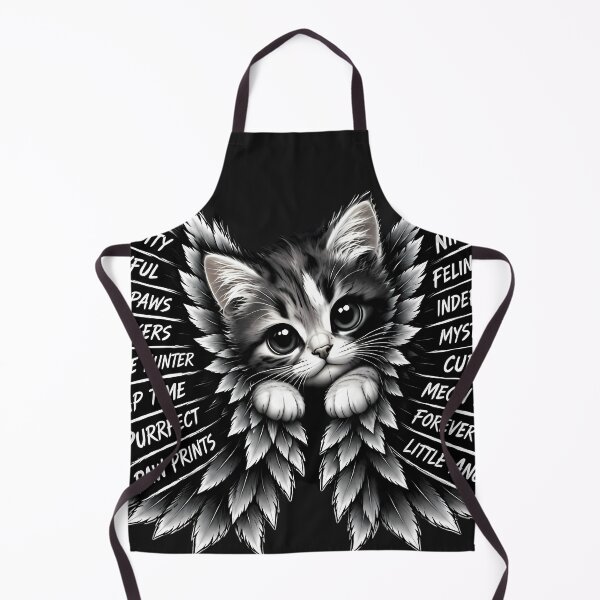 Item preview, Cute Kitten with Angel Wings - Black and White Cat Art designed and sold by WorldOfChibis.