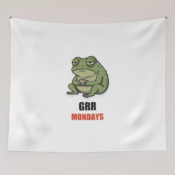 Item preview, Grr Mondays Grumpy Frog Coffee Funny Sticker designed and sold by Alphakenon.