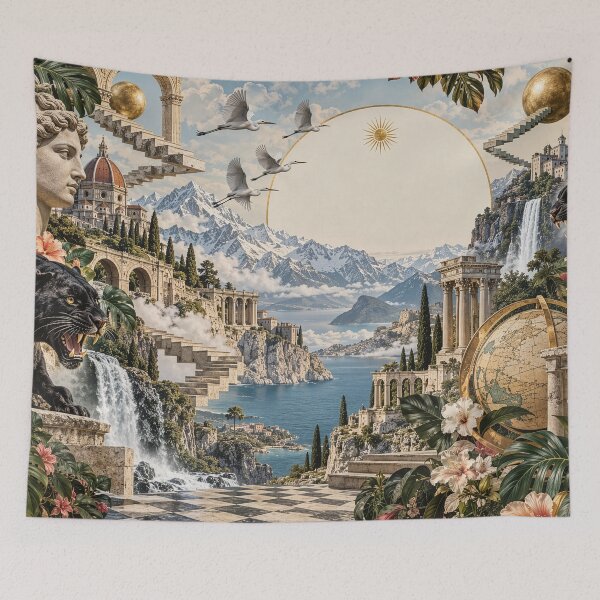 Item preview, Surreal Ancient Architecture and Panthers Collage designed and sold by Elżbieta  Kaps.