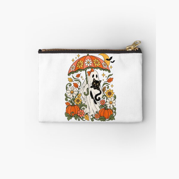Item preview, Vintage Halloween Ghost Holding Black Cat Groovy Floral  designed and sold by Gargamal.