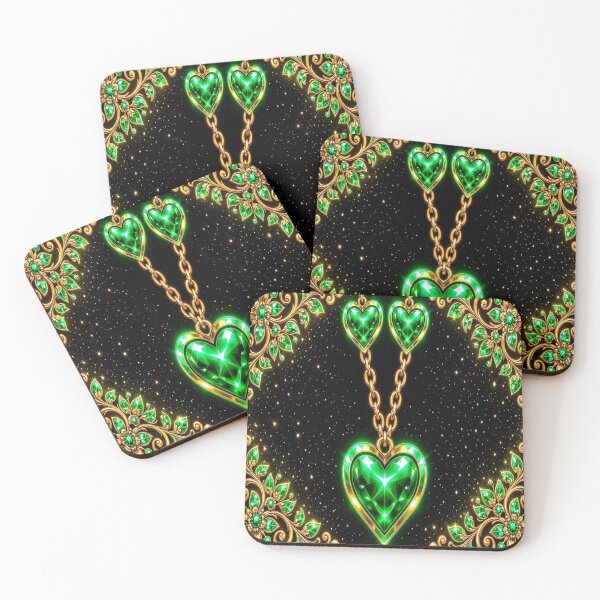 Item preview, Neon Cyber Royal Emerald Hearts - Psychedelic Prismatic Crystal Talisman designed and sold by Breezes-of-Ida.