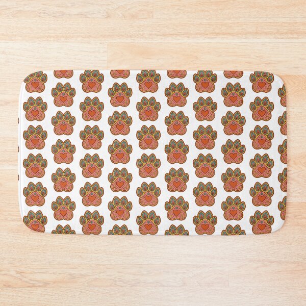Item preview, Ornate Boho Paw Print with Heart Colorful Folk Art designed and sold by PinkyDona.
