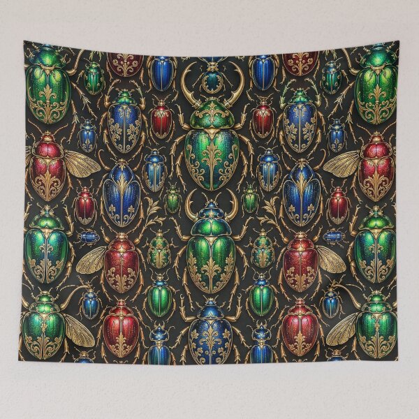 Item preview, Ornate Metallic Beetles and Gold Pattern designed and sold by Elżbieta  Kaps.